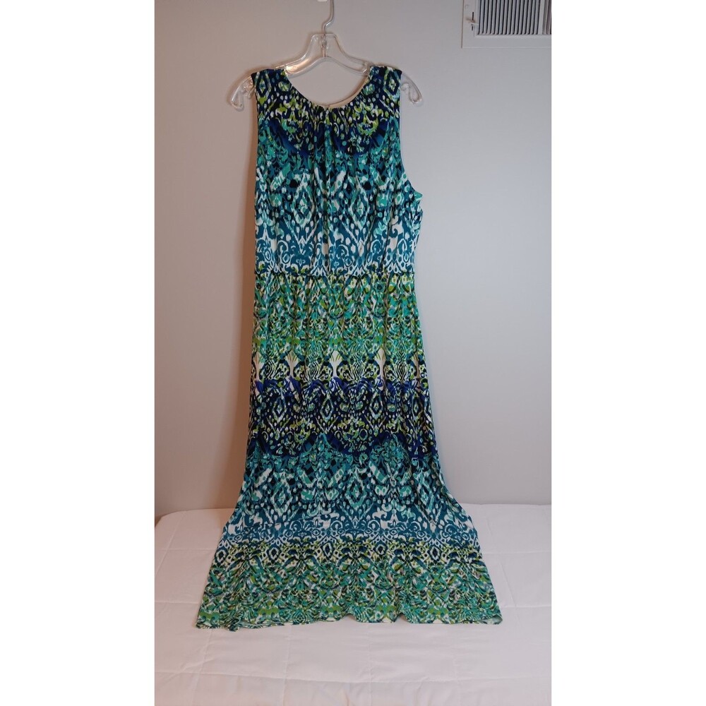 London Times Maxi Skirt Boho Sz 14 Y2k Batik Sleeveless
